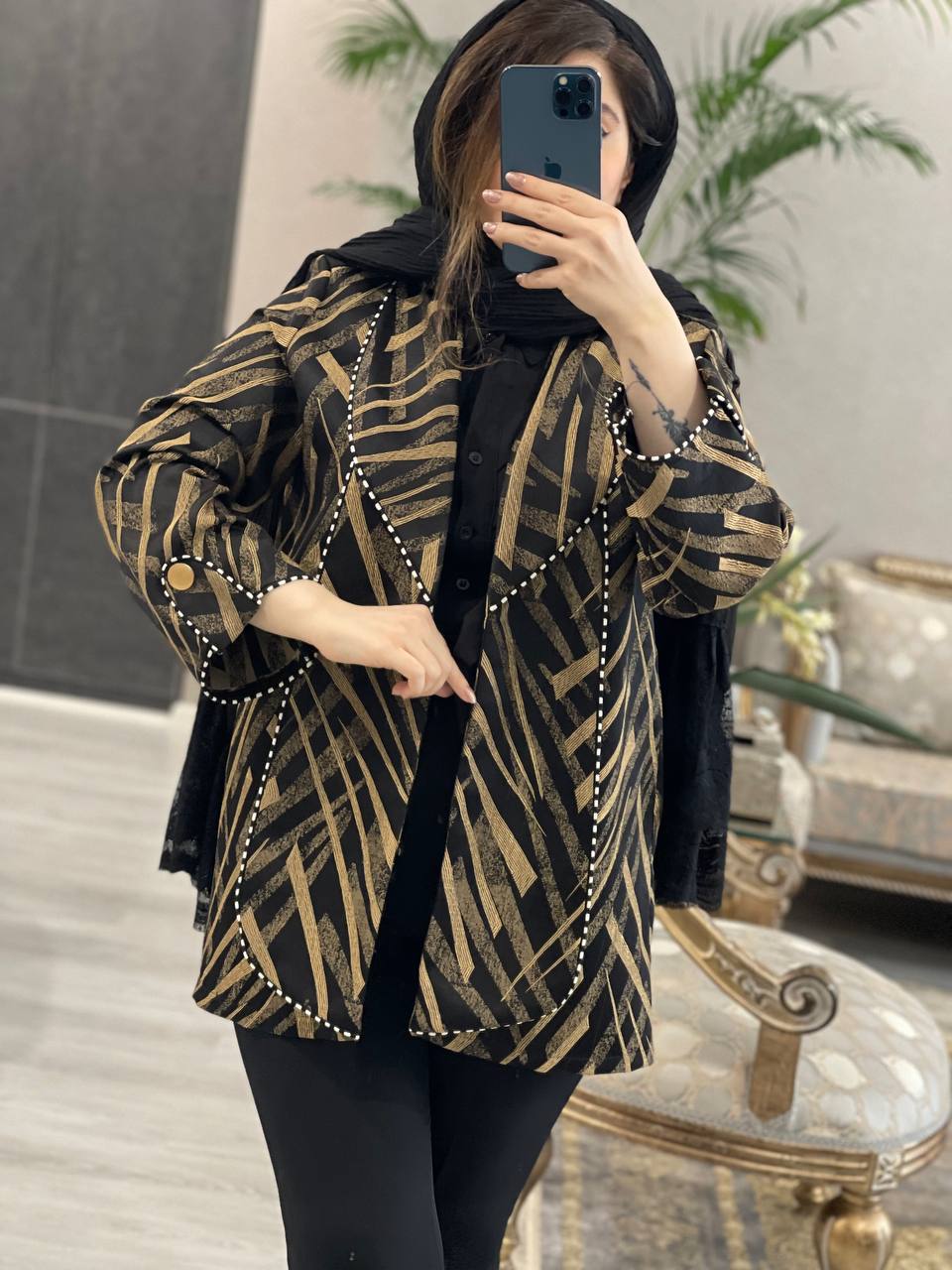 مانتو مزونی ژاکارد تابش کد0873