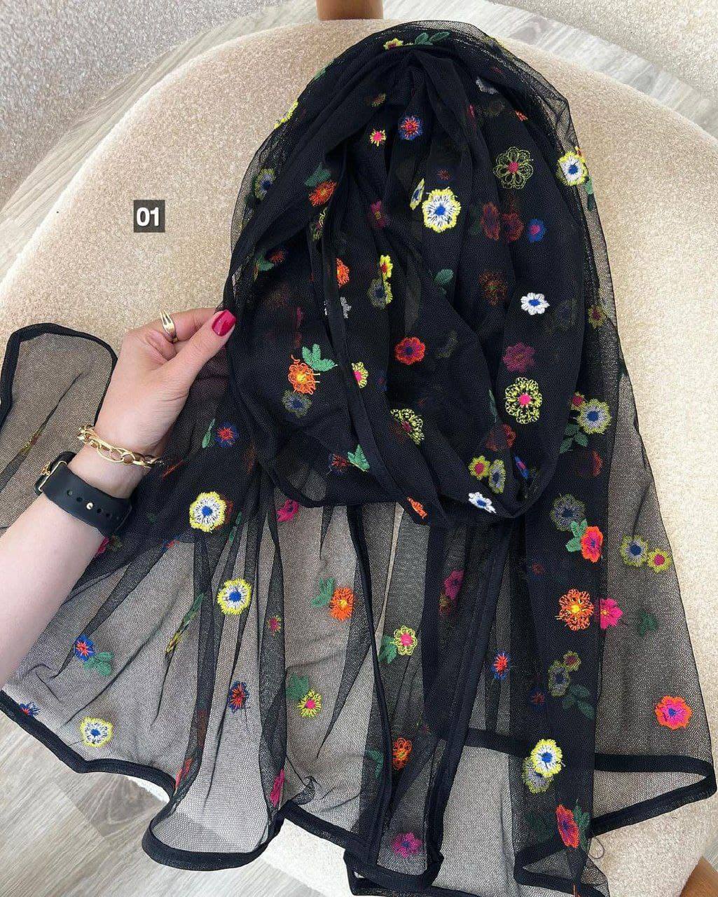 شال توری گلدوزی