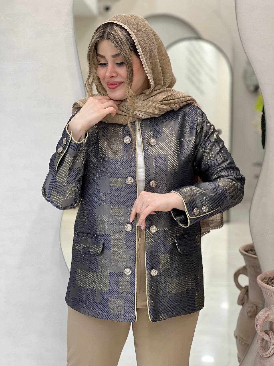 کت ژاکارد تاجلی