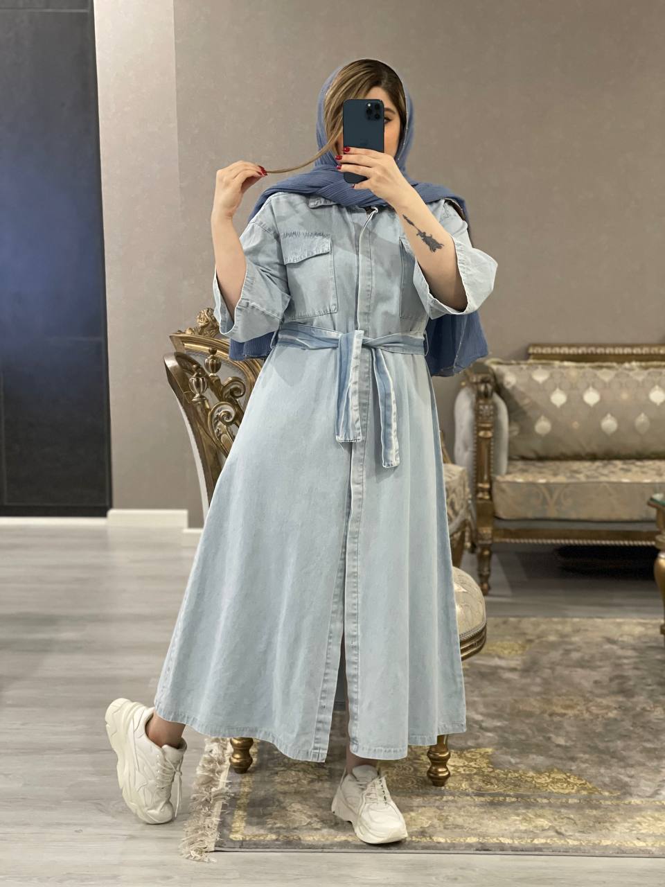 مانتو جین بلند ثمر