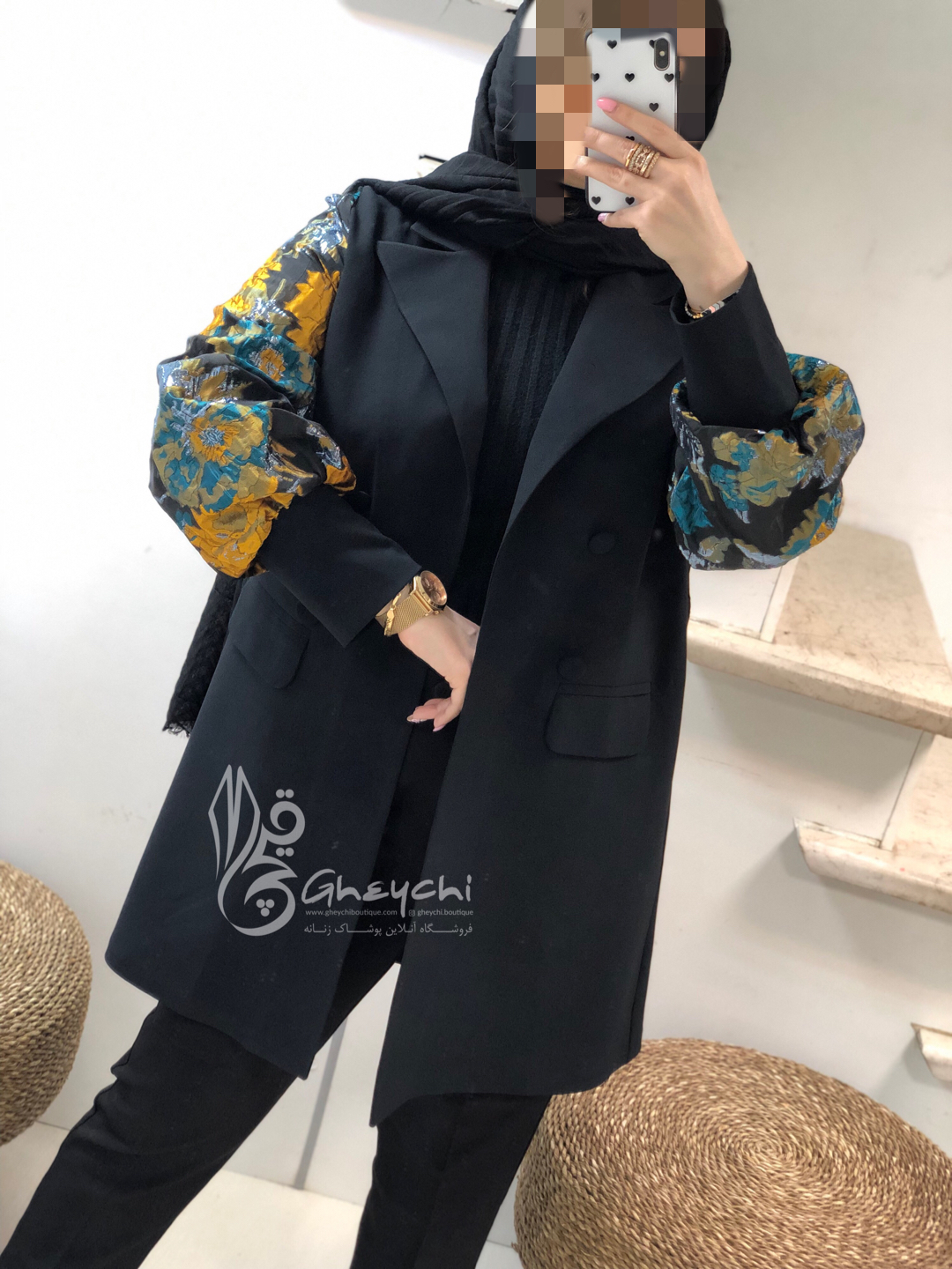 مانتو مزونی آستین طرحدارهلیا کد076