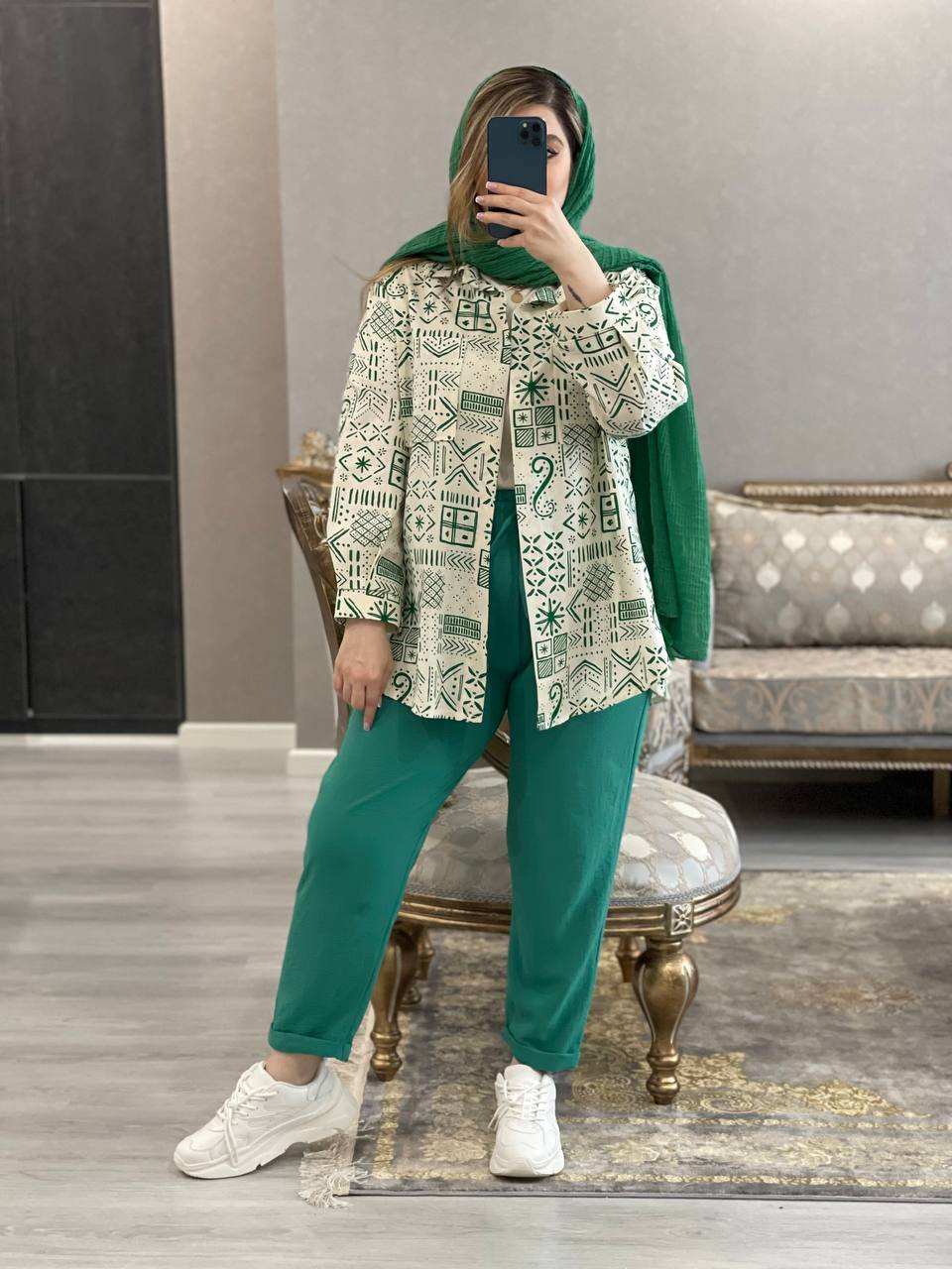 مانتو شومیزی لینن طرحدار دیارا کد0925