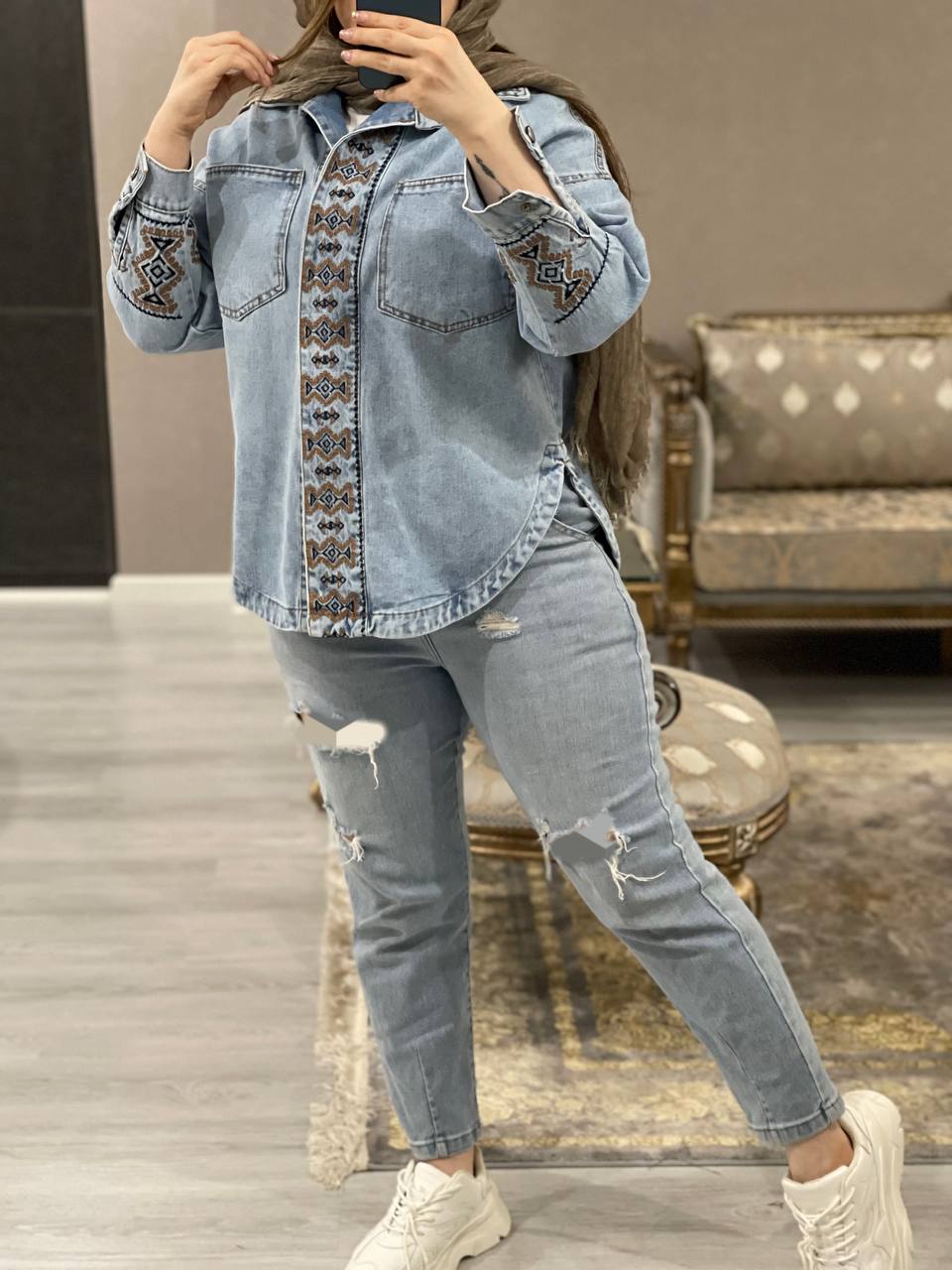 مانتو جین گلدوزی آرمینه