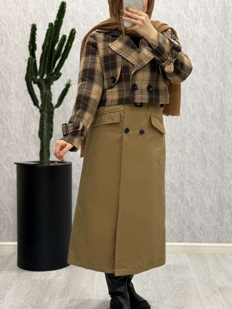 بارونی دو تیکه با کت پشمی سولین