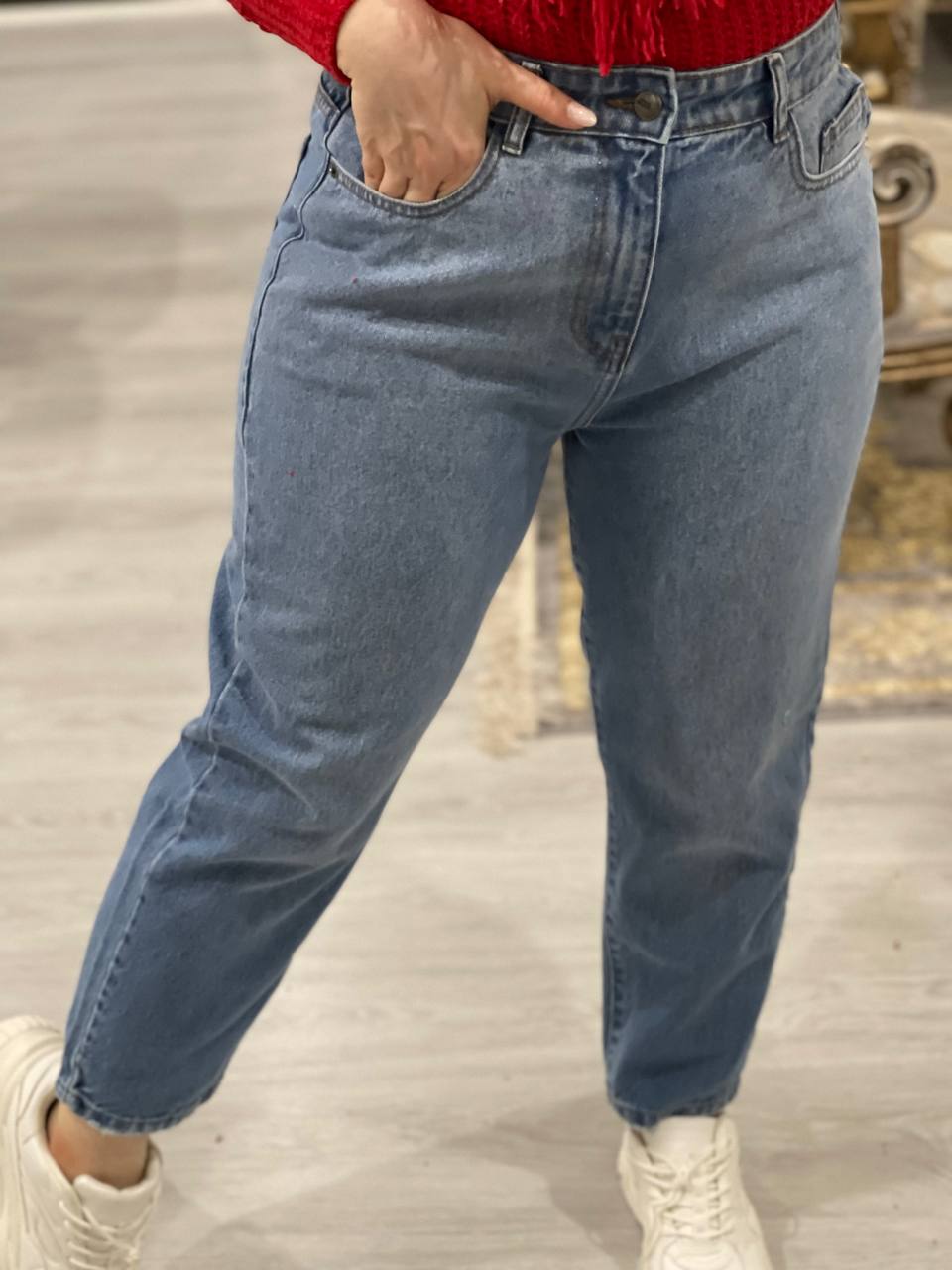 شلوار مام آبی جین کد1145