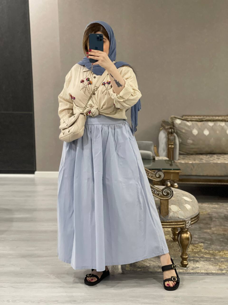 دامن پینترسی لینن شهزاد