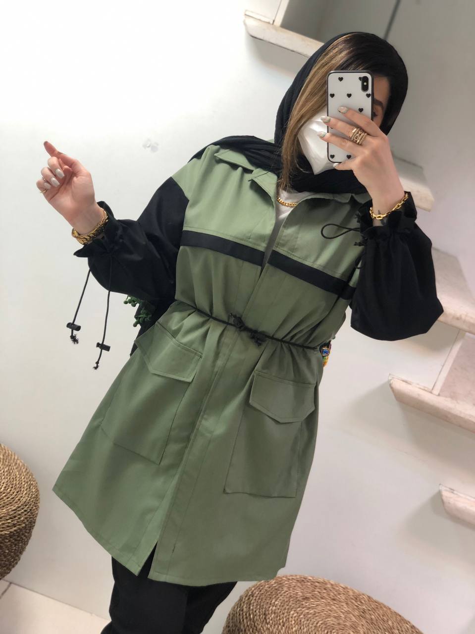 مانتو پاییزه ترکیبی طوطیا کد0360