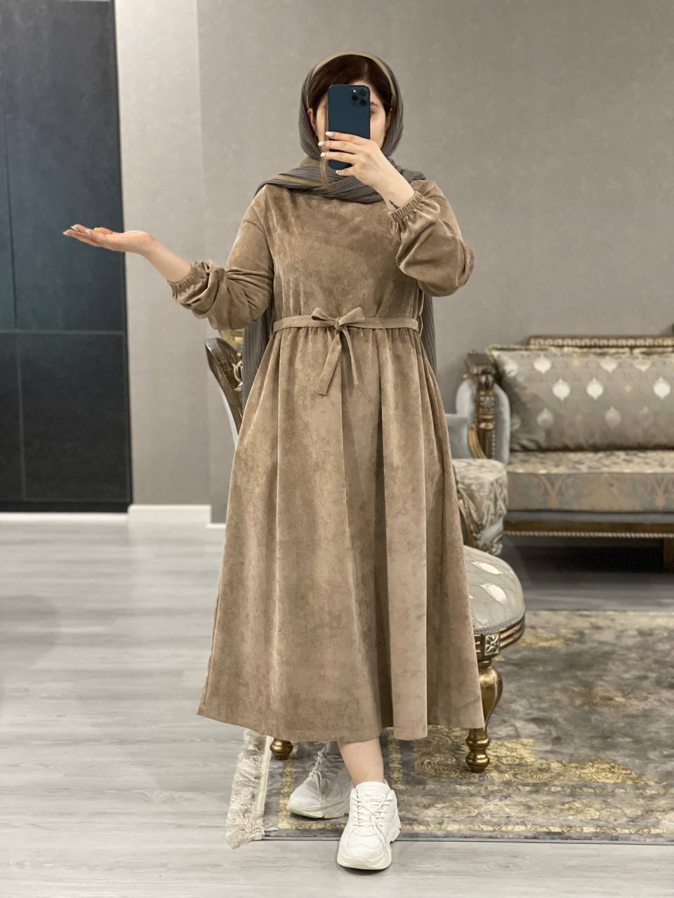 پیراهن مخمل کبریتی آلما