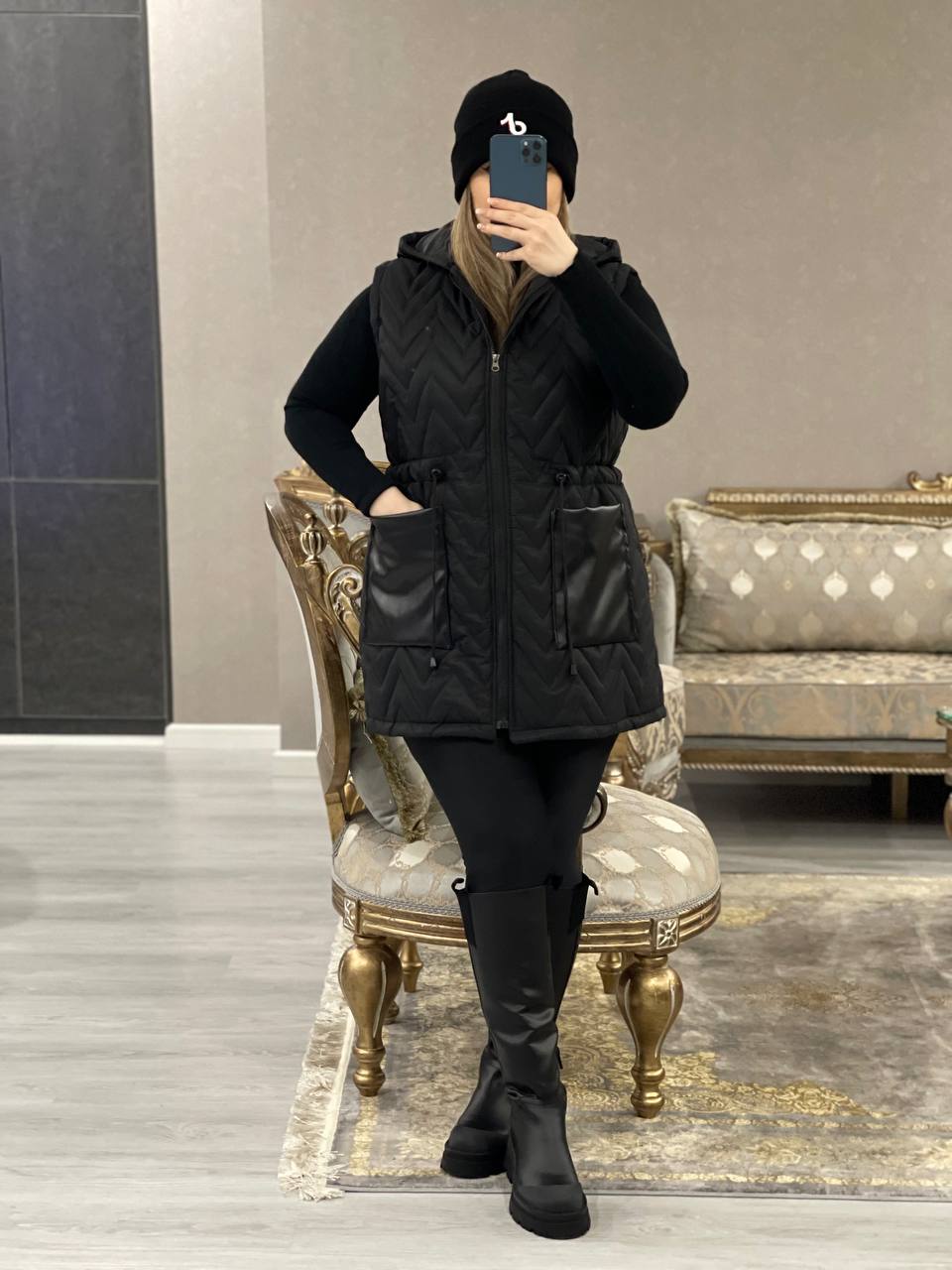 پافر جیب چرم طرحدار سانیار