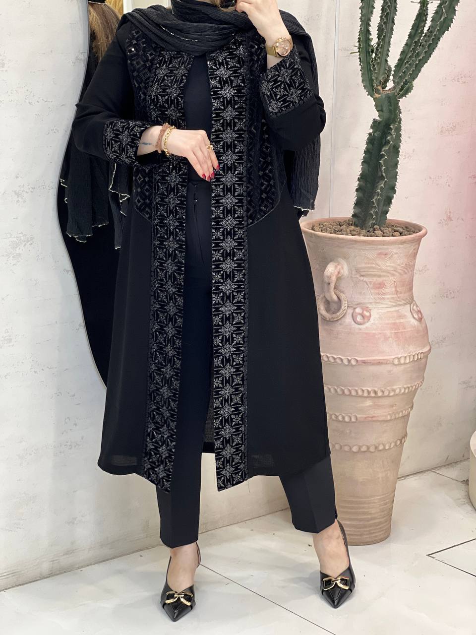 مانتو بلند سوزن دوزی شیبا