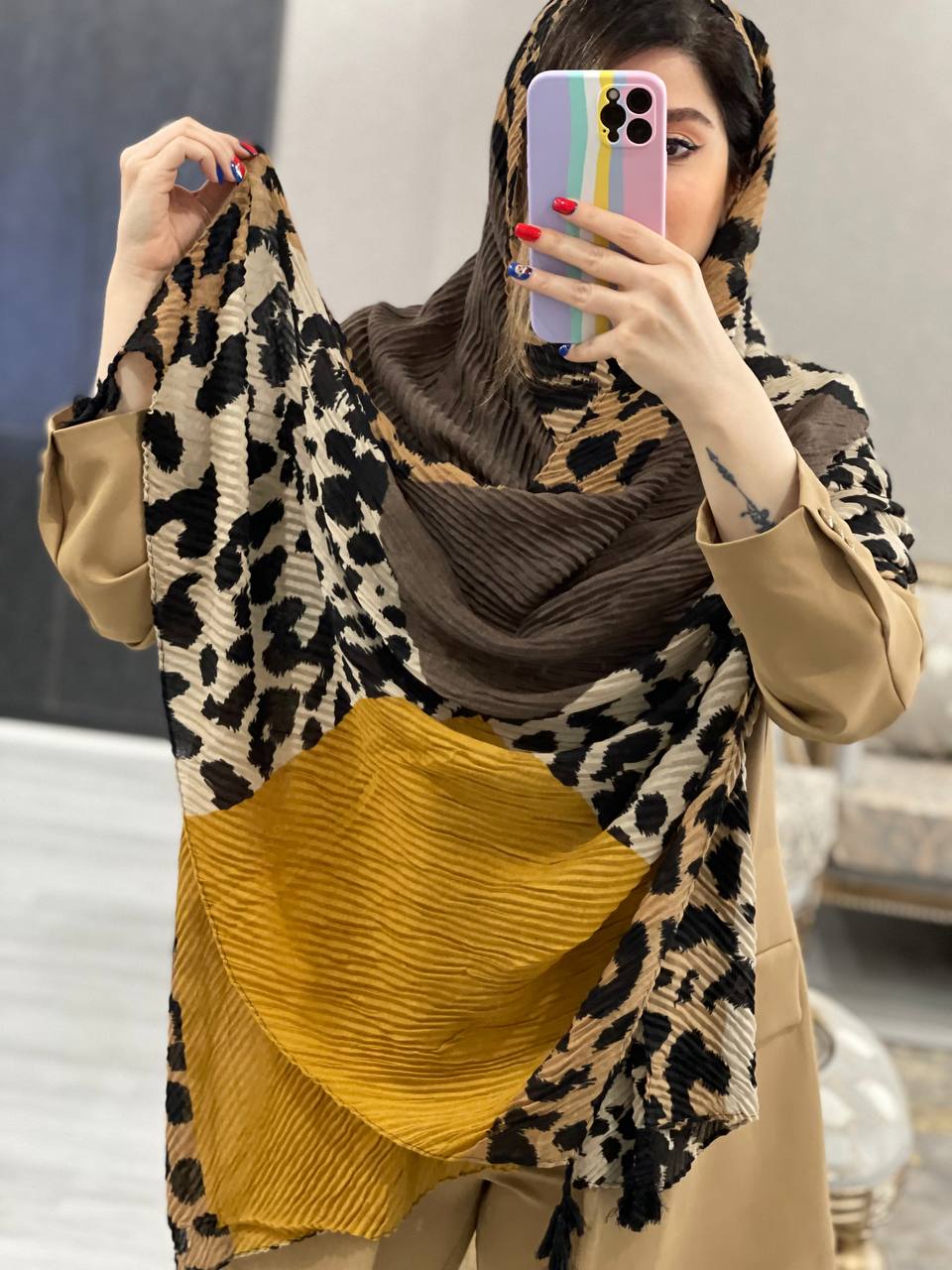 شال مزونی پلنگی ترکیبی کد0561