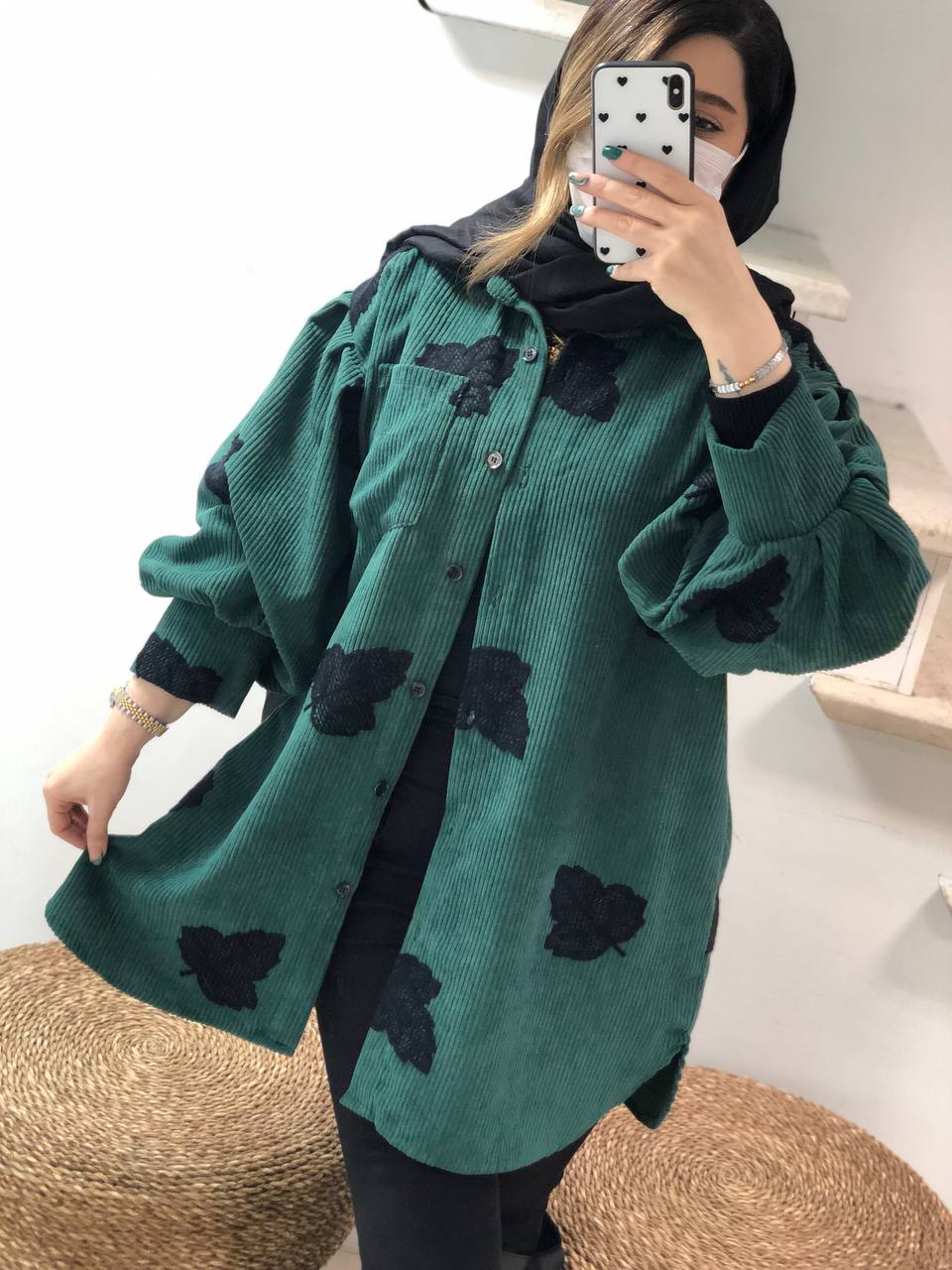 مانتو مزونی برگریزان آستین پفی کد0511