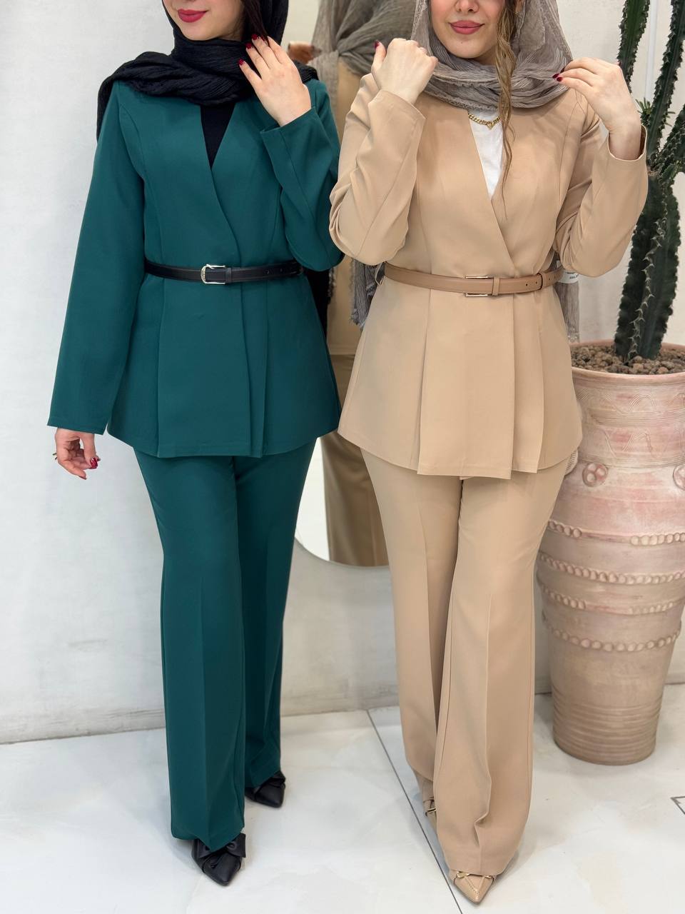 کت شلوار مزونی  کمربند دارشمیرا