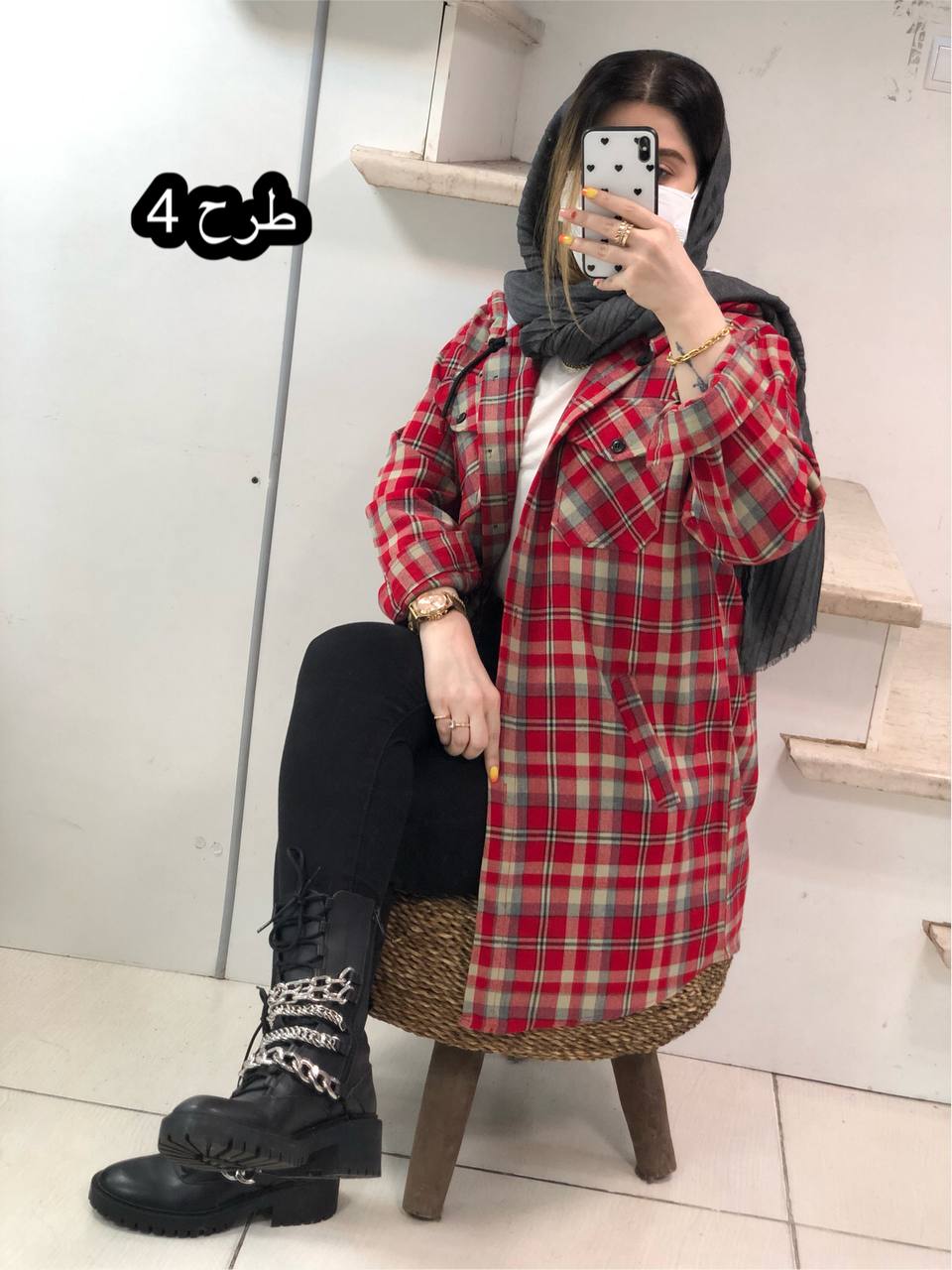 مانتو مزونی چهارخونه پاییزه دلنیا کد0421