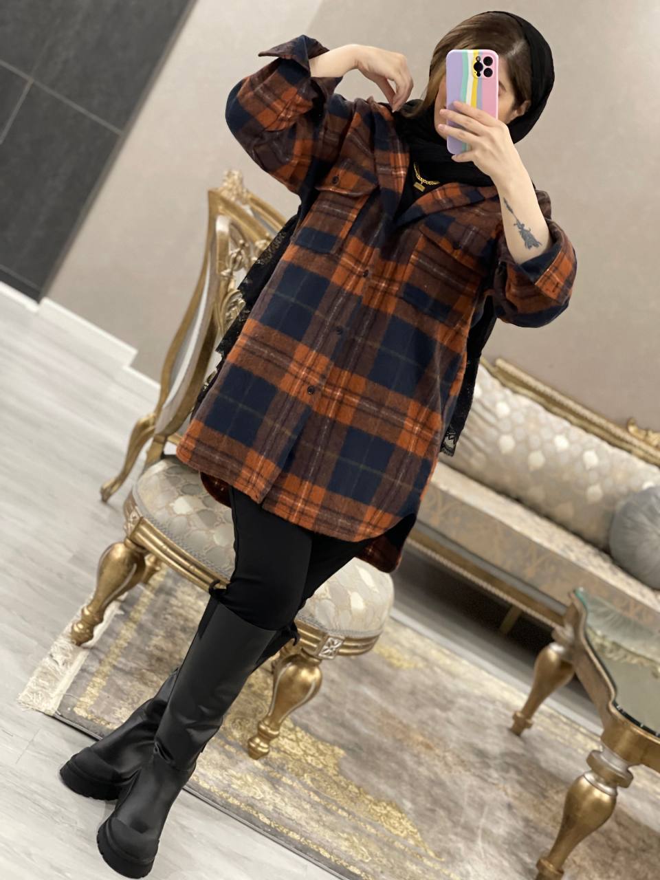 مانتو ضخیم مزونی 4خونه والا کد0734