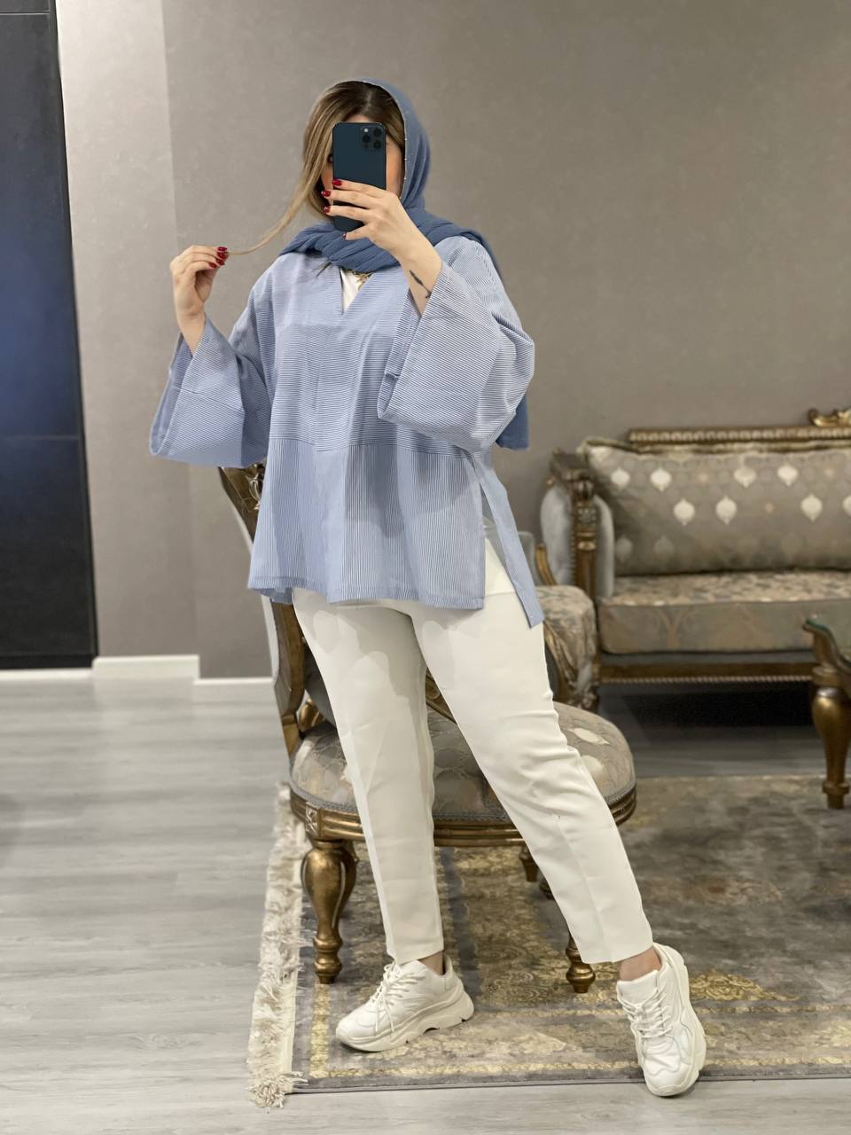 مانتو شومیزی راه راه رسپینا