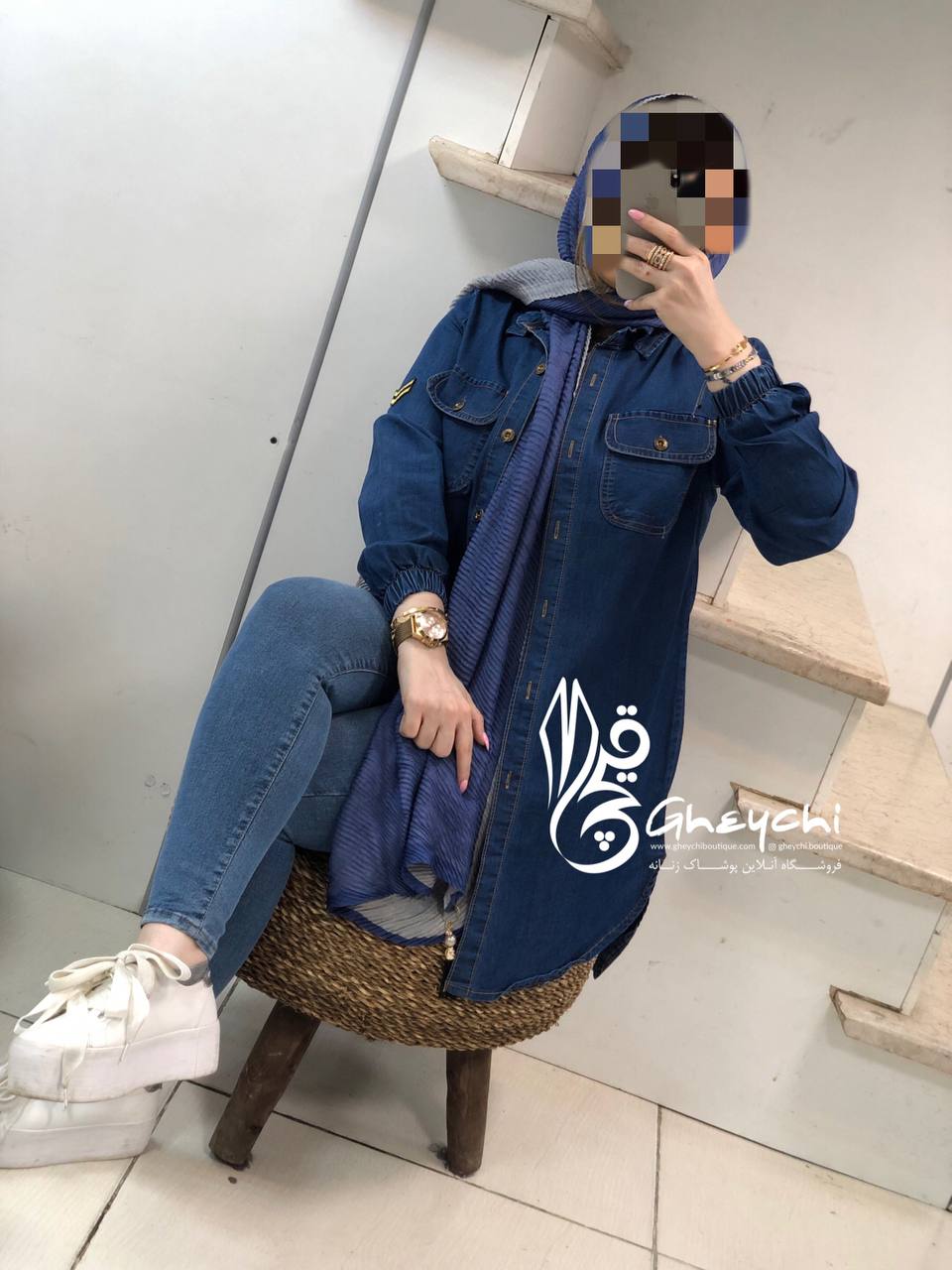 مانتو جین آستین کش کد051