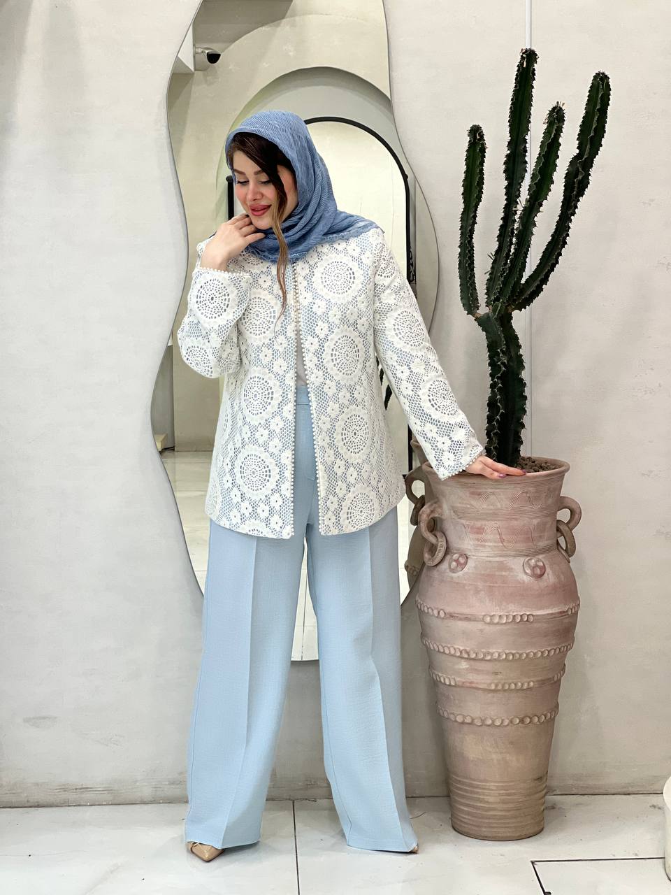 ست کت گیپور با شلوار شاندیز