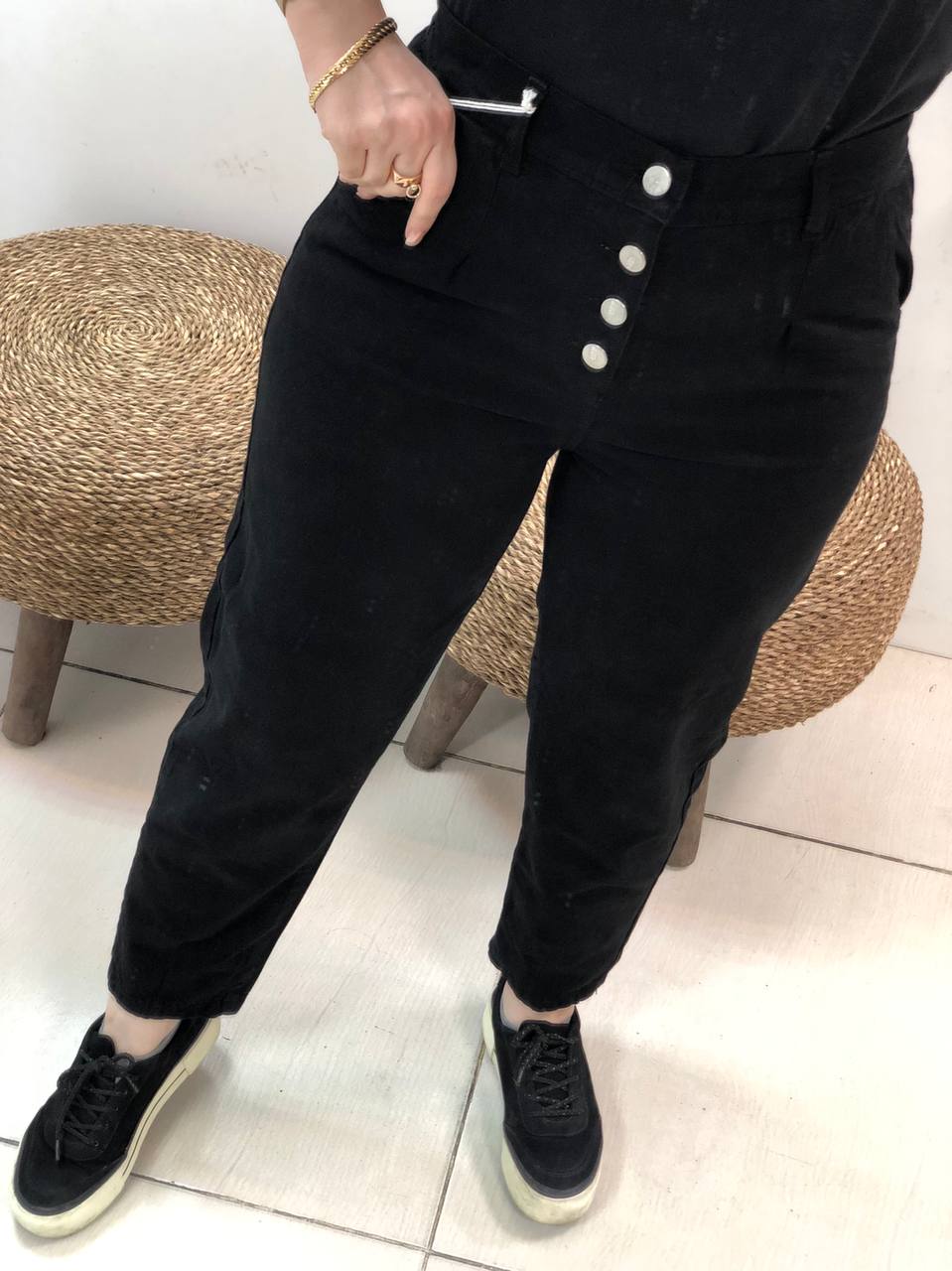 شلوار مام استایل مشکی کد0180