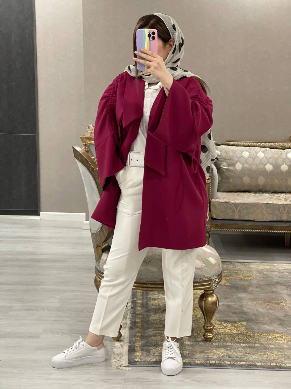 مانتو کتی مزونی اسپرت بیدمشک کد0639