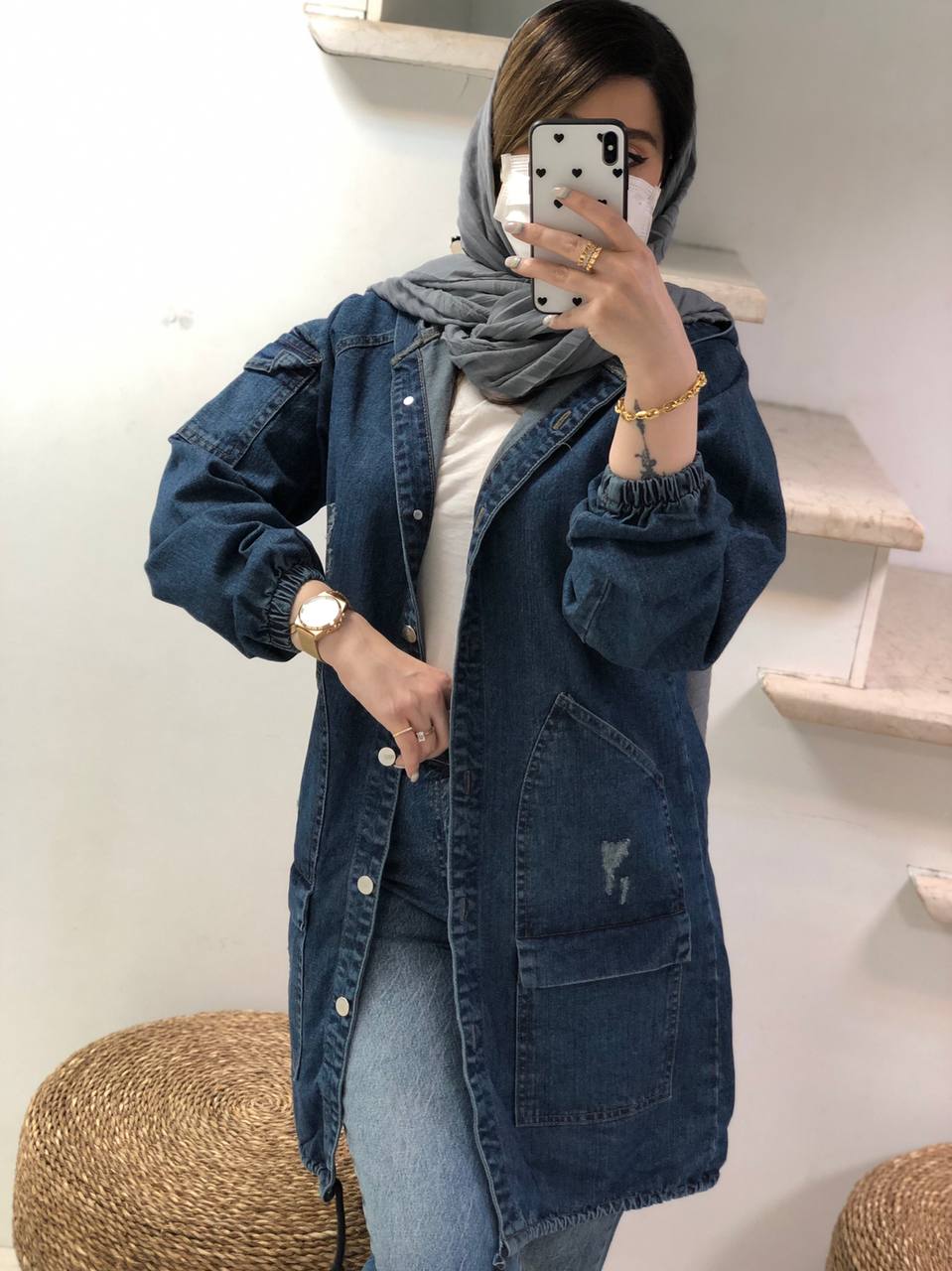 کت جین کلاهدار کد0368