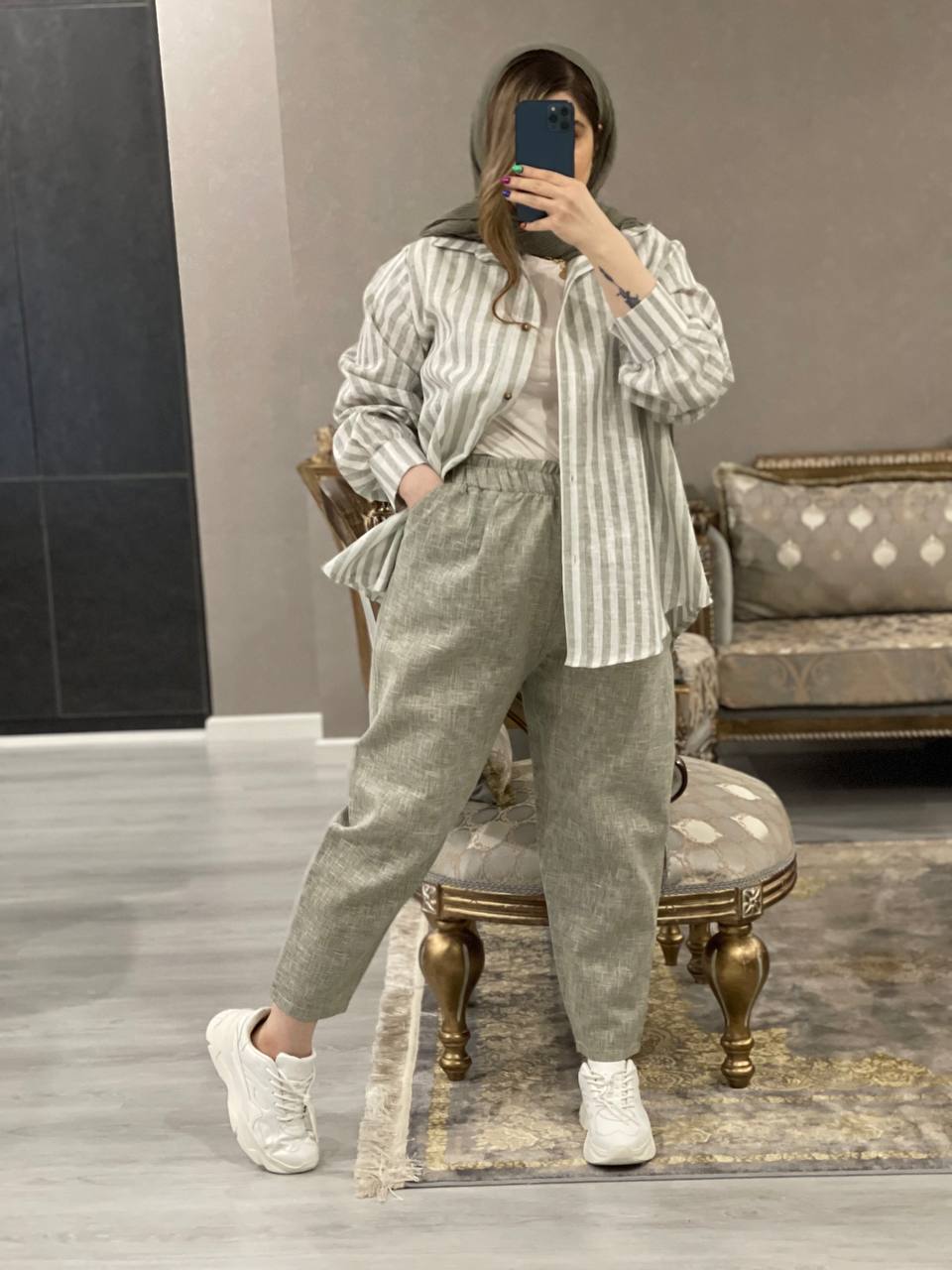 ست مانتوشومیزی وشلوار آیسل کد1010