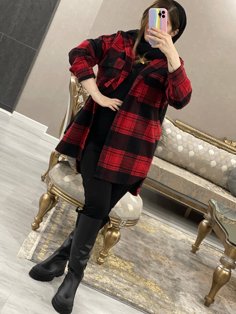 مانتو ضخیم مزونی 4خونه والا کد0742