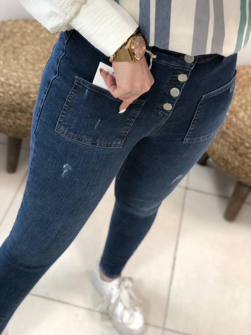 شلوار جین فاق بلندکد0130