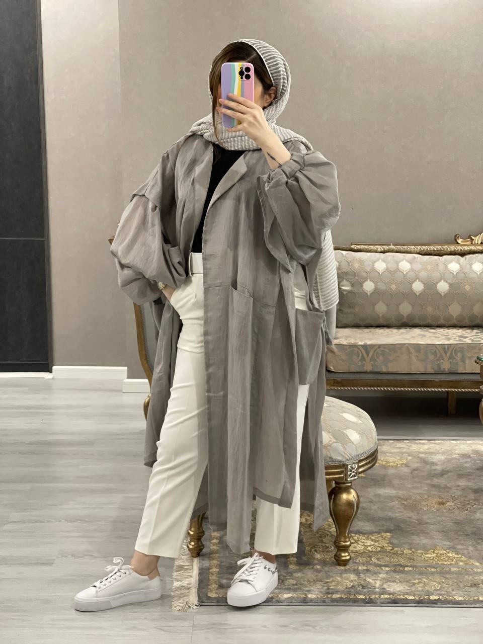 مانتو مزونی حریر سرمه کد0709