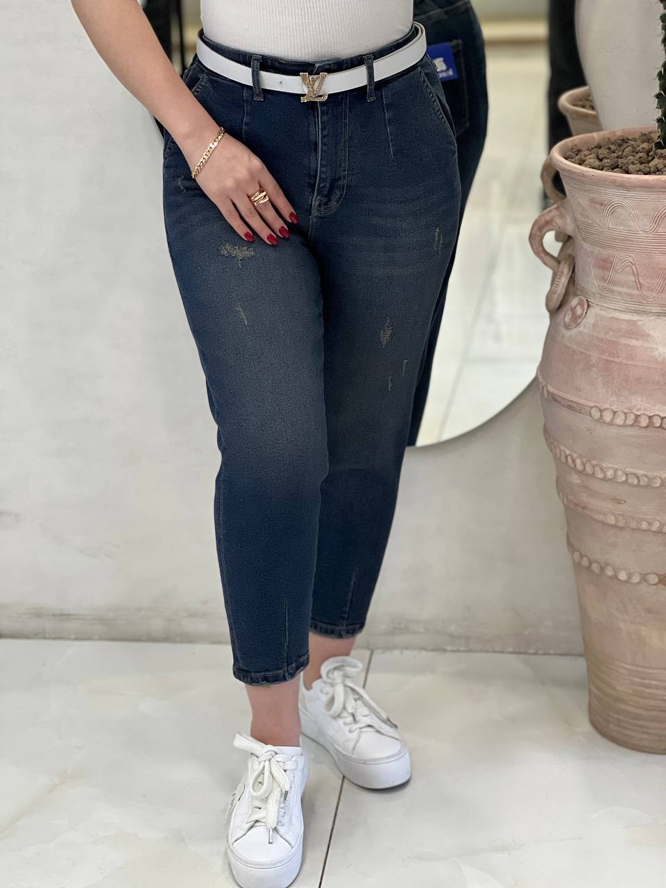 شلوار مام آبی چرک 