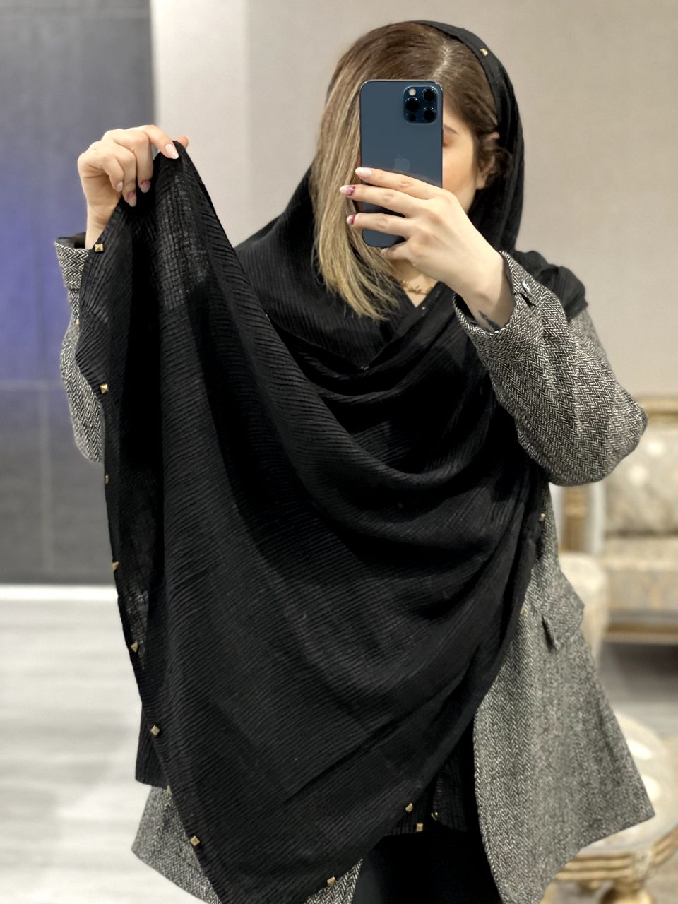 شال پلیسه پانچی تندیس کد1164