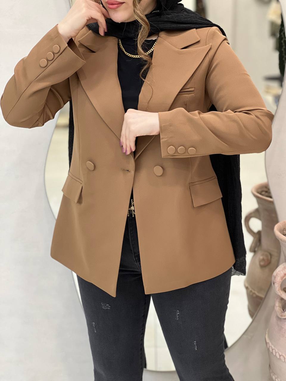 کت  دکمه پارچه یی زینو