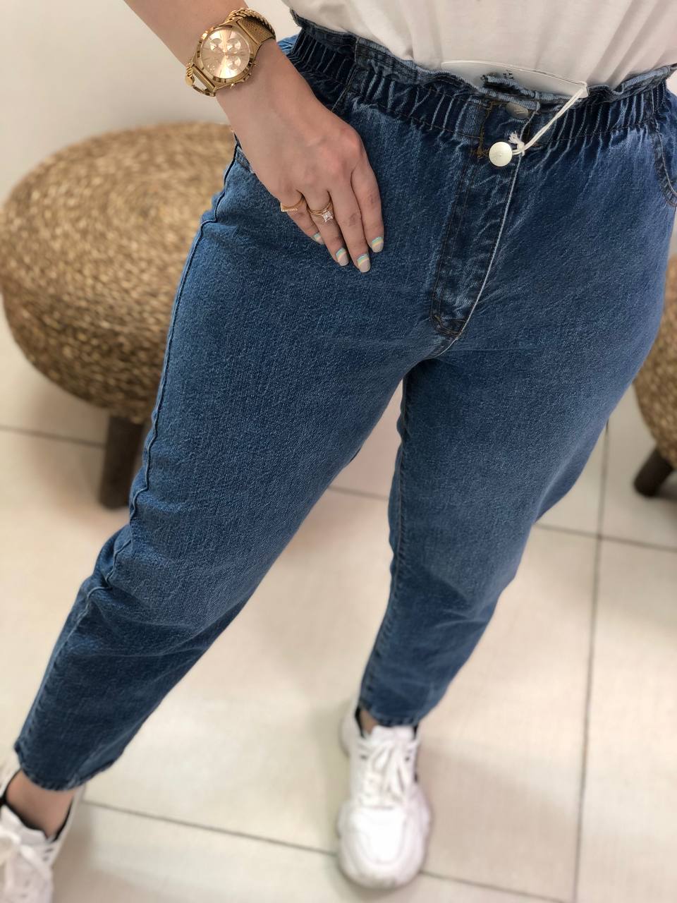 شلوار مام استایل فاق بلند کد 0334