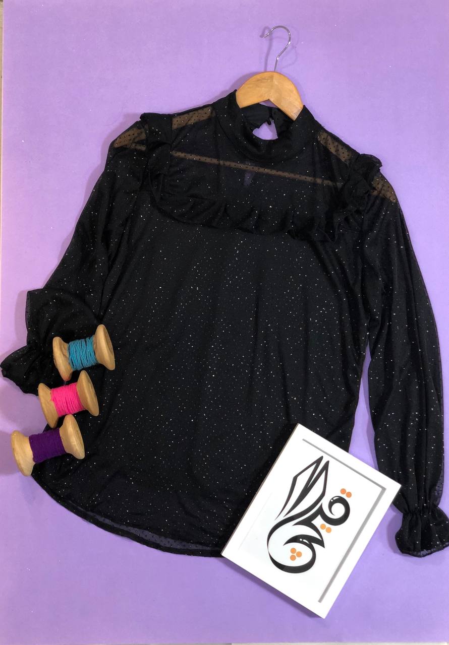 بلوز مجلسی حریر خالدارکد010