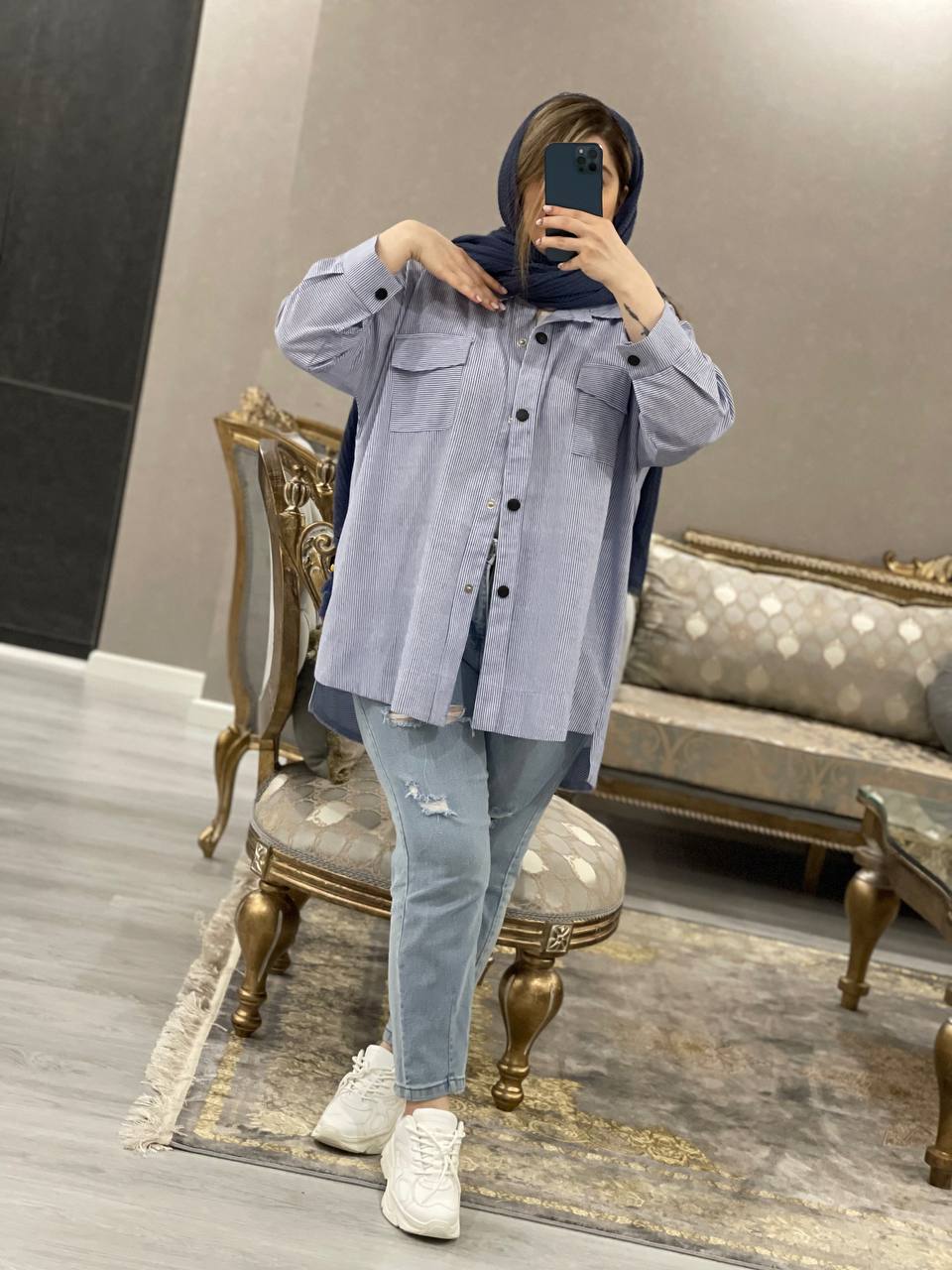 مانتو شومیزی راه راه سامین کد0952