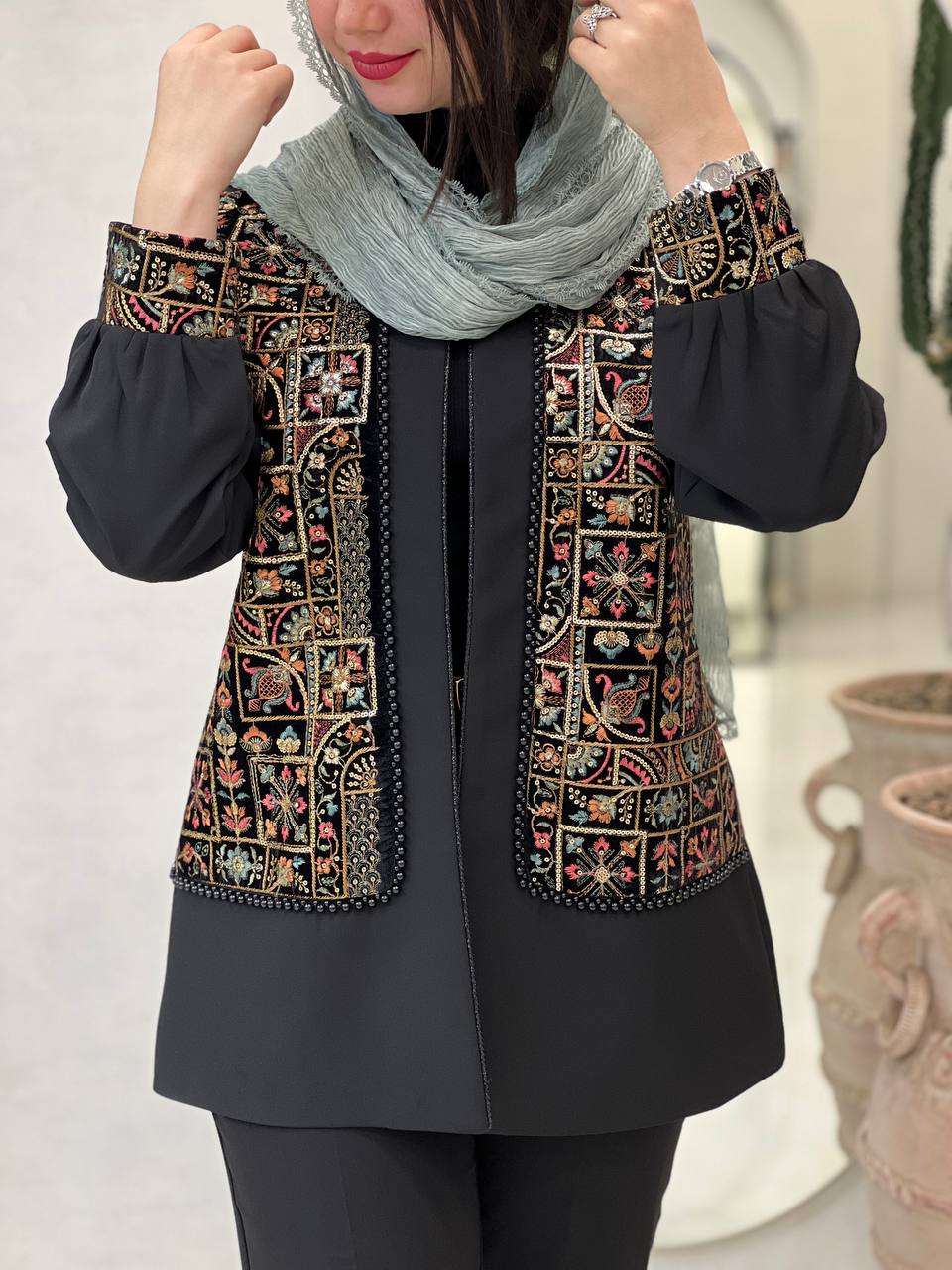 کت سوزن دوزی رنگی مژده