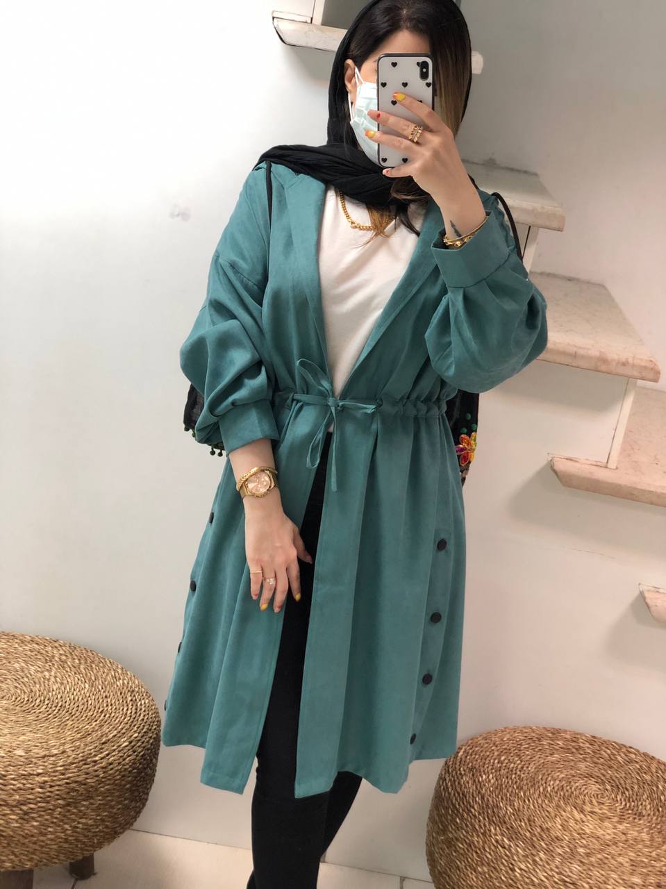 مانتو مزونی کلاهدار پاییزه شرمین کد0401