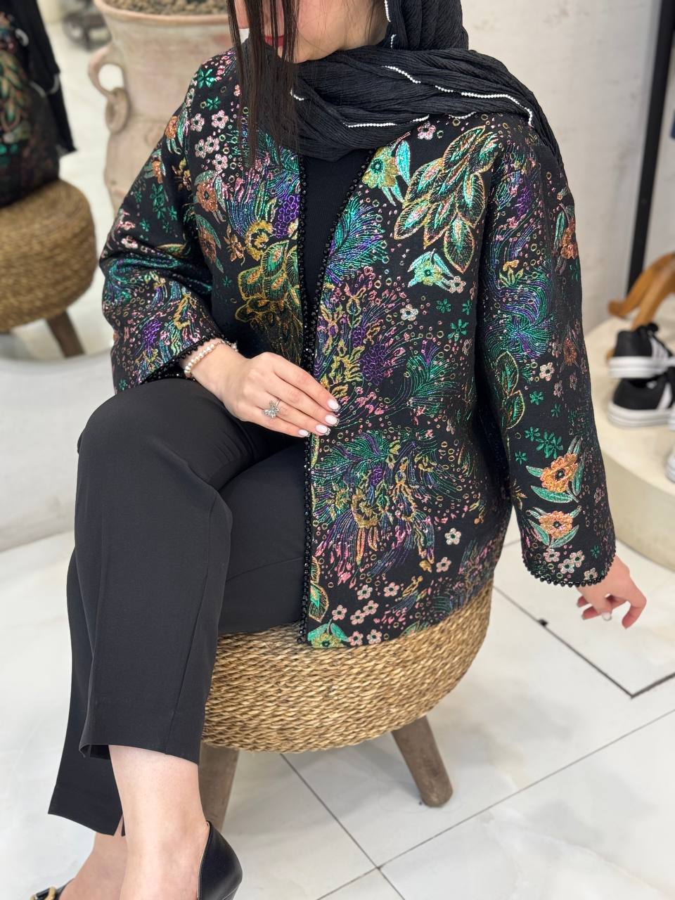 کت ژاکارد طاووسی