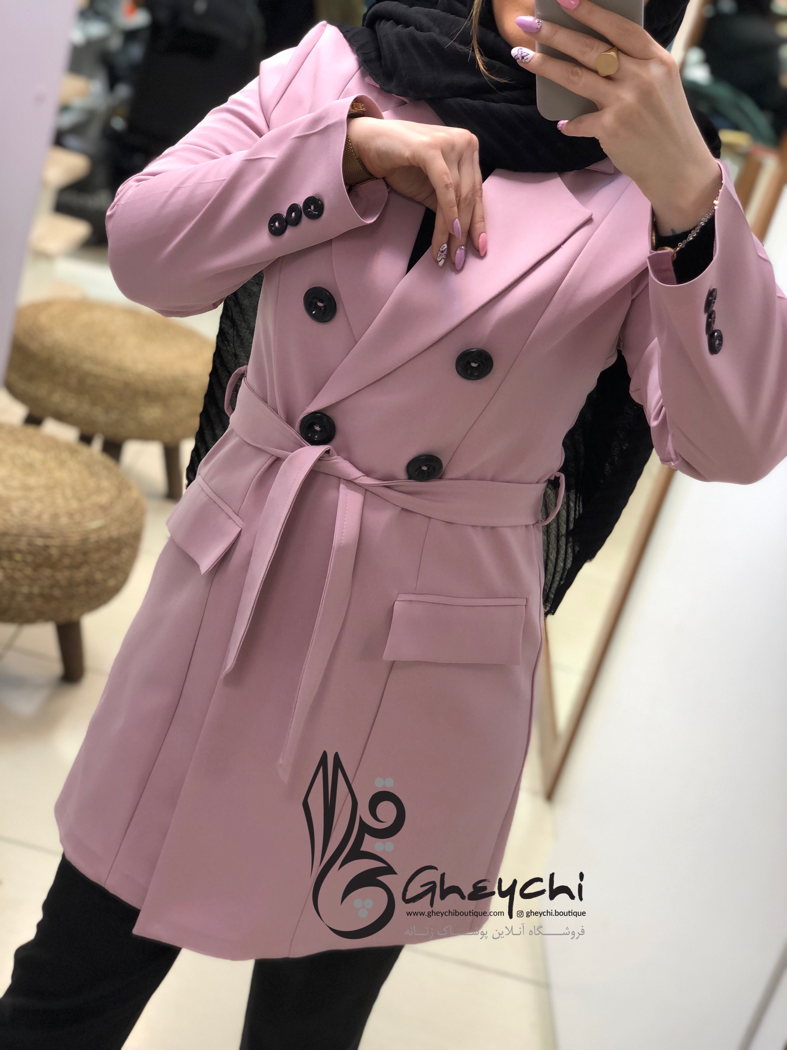 مانتو کتی جلو بسته کمر دارکد022