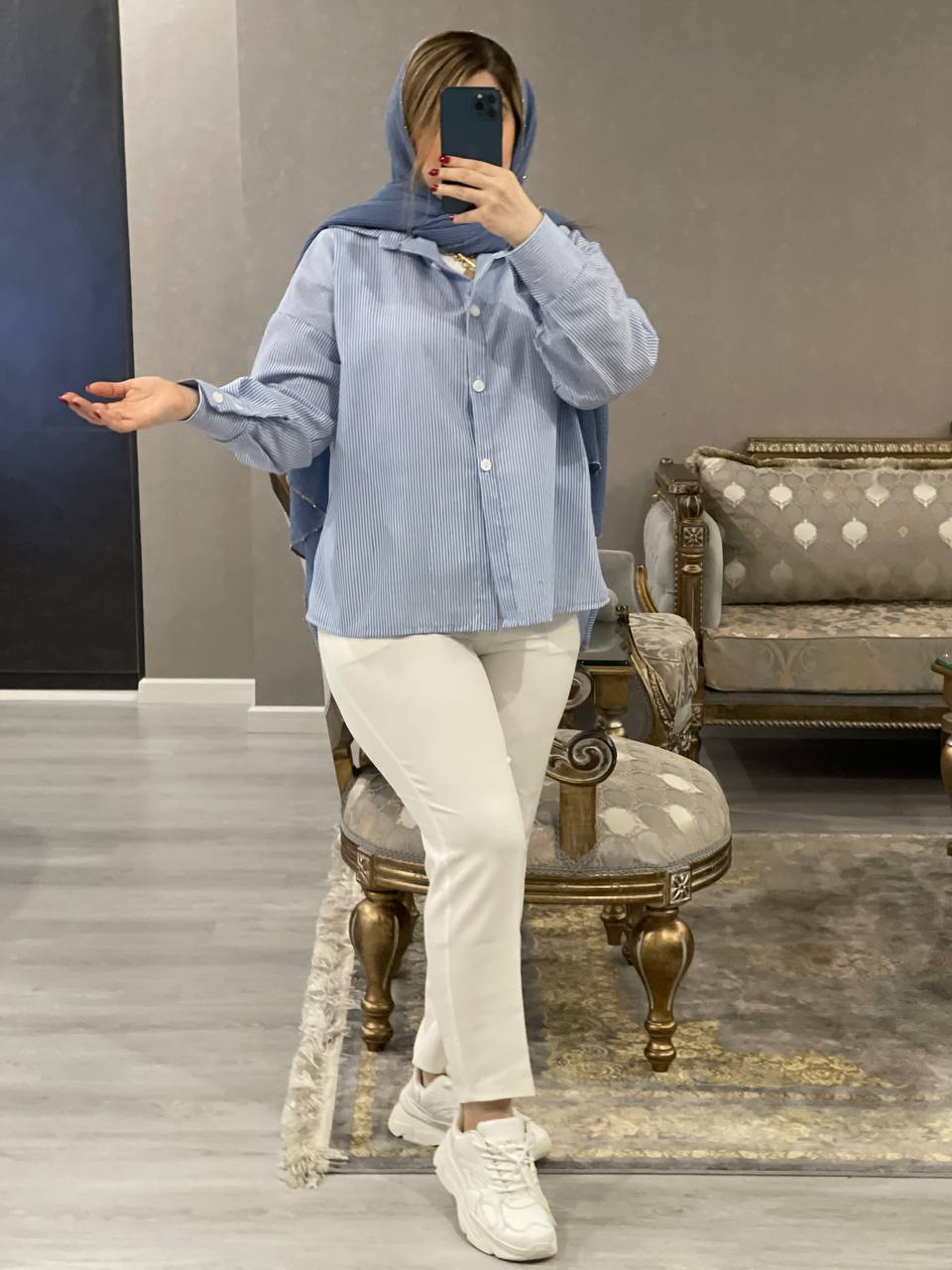 مانتو شومیزی راه راه روشان