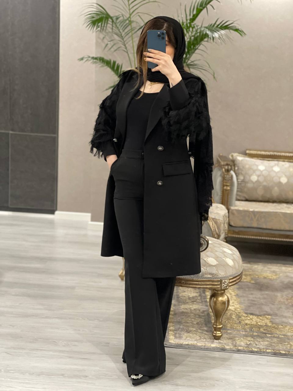 مانتو مزونی استین ریش داروین کد0804