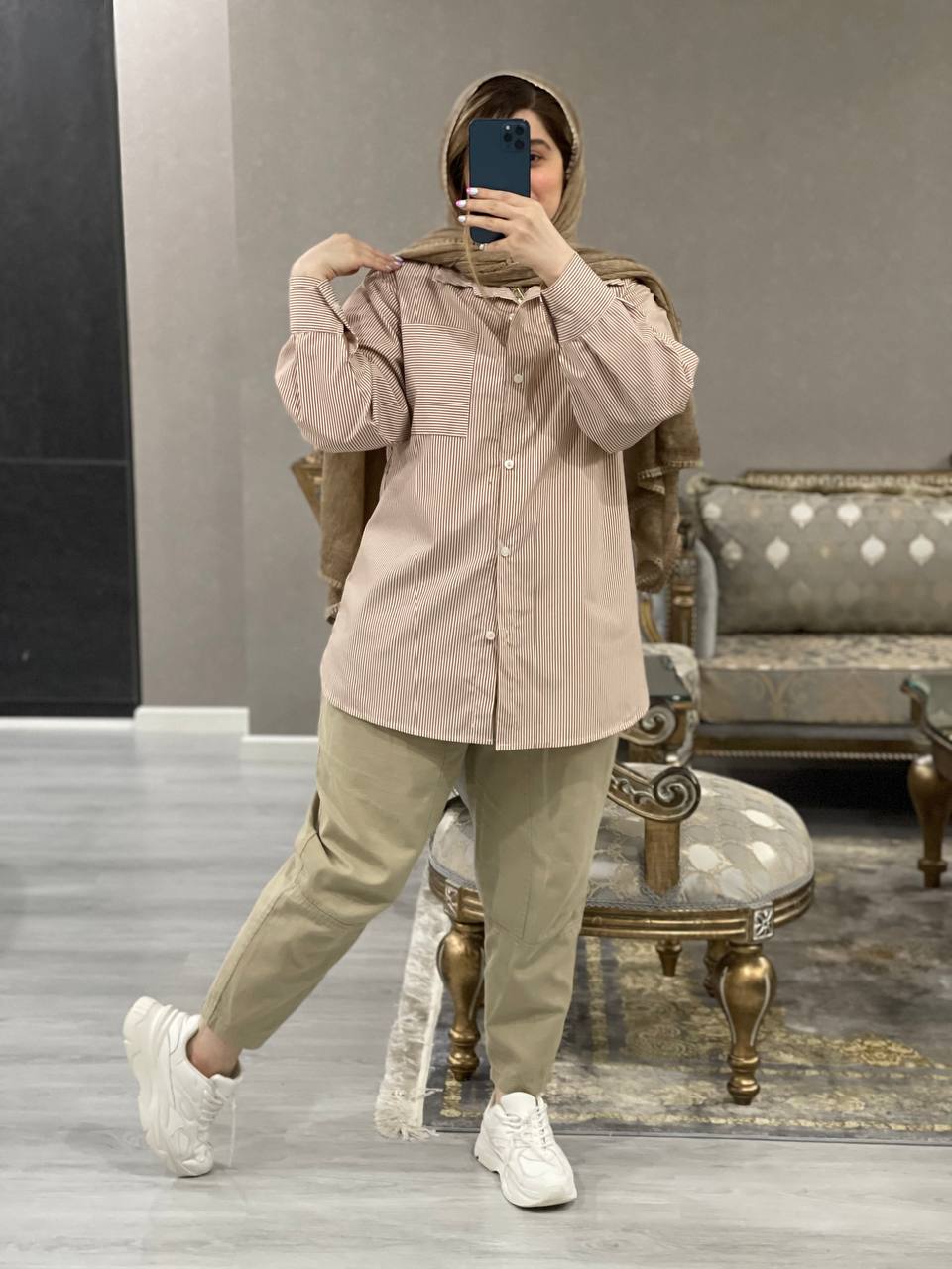 مانتو شومیزی راه راه ژرفا