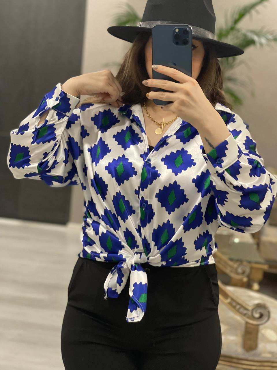 شومیز ژورنالی ساتن دریا کد0822