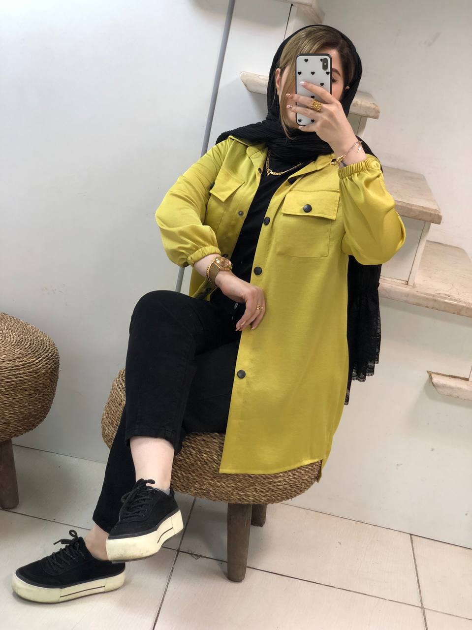 مانتو اسپرت دوجیب ترنج کد0305