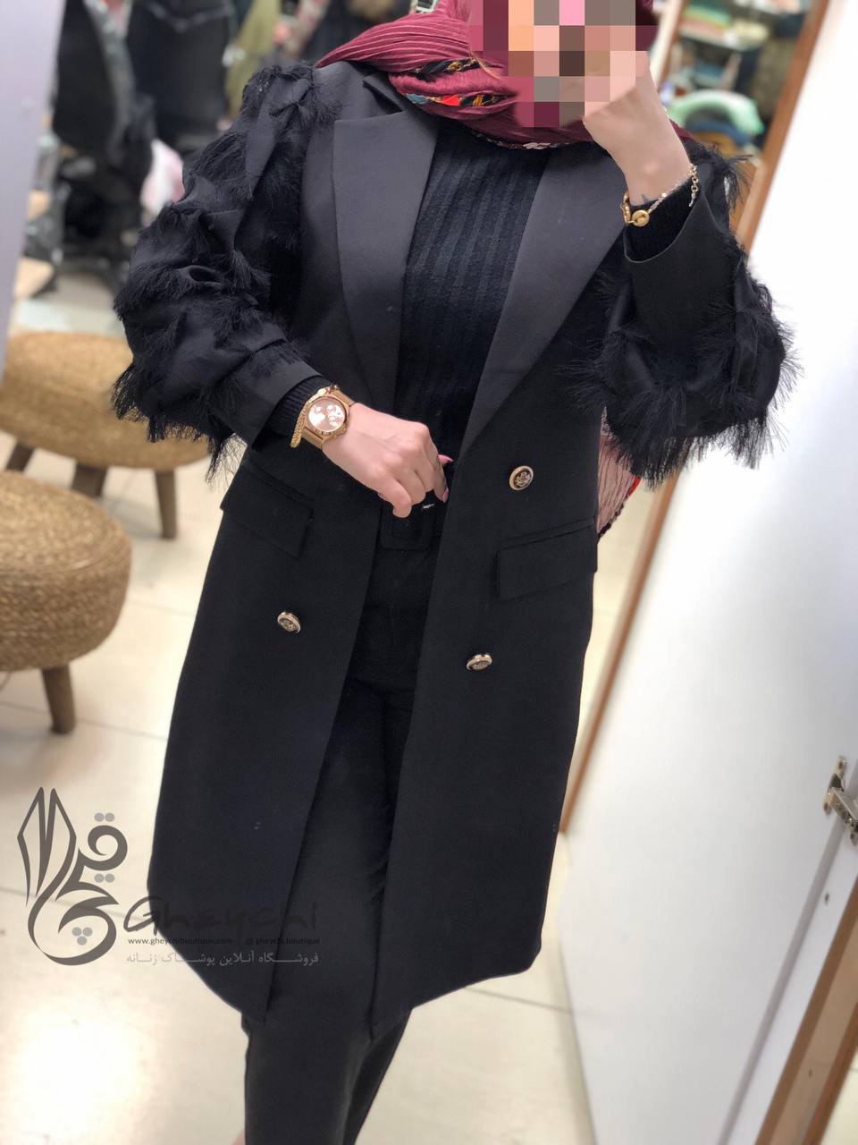 مانتو مزونی کتی آستین ریش کد020