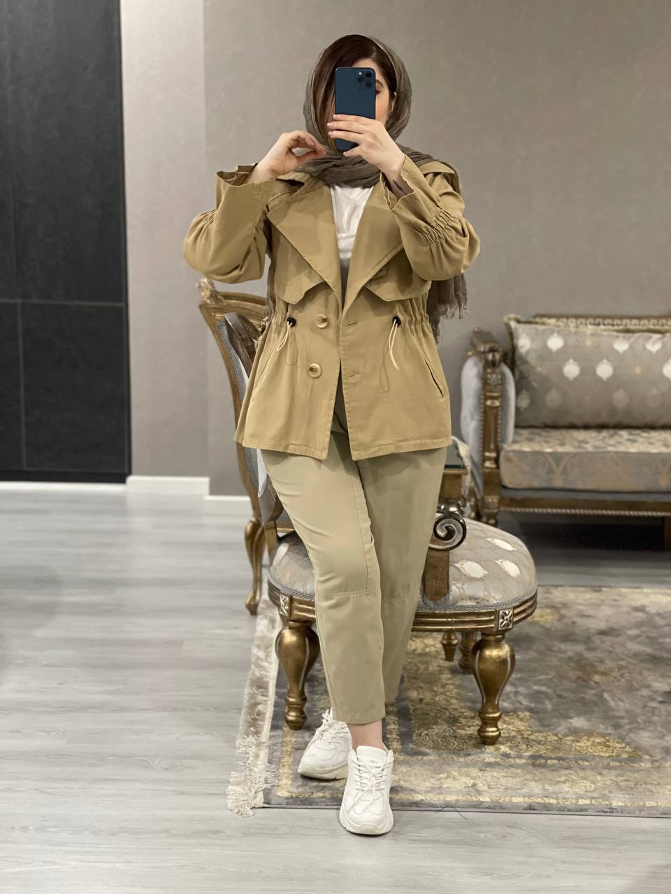 مانتو کتان کمرگت کامیلا