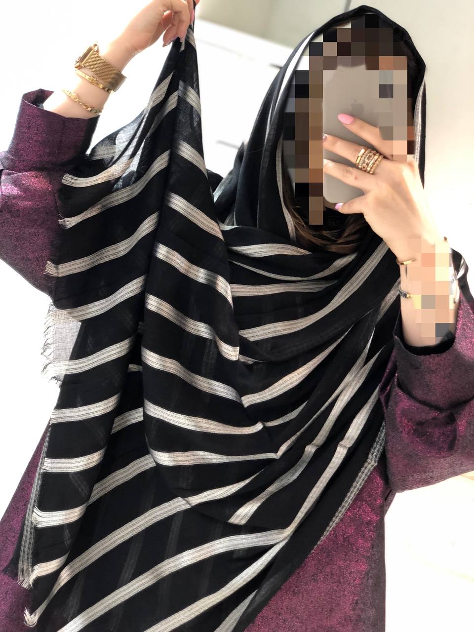 شال نخی اعلا راه راه کد0119