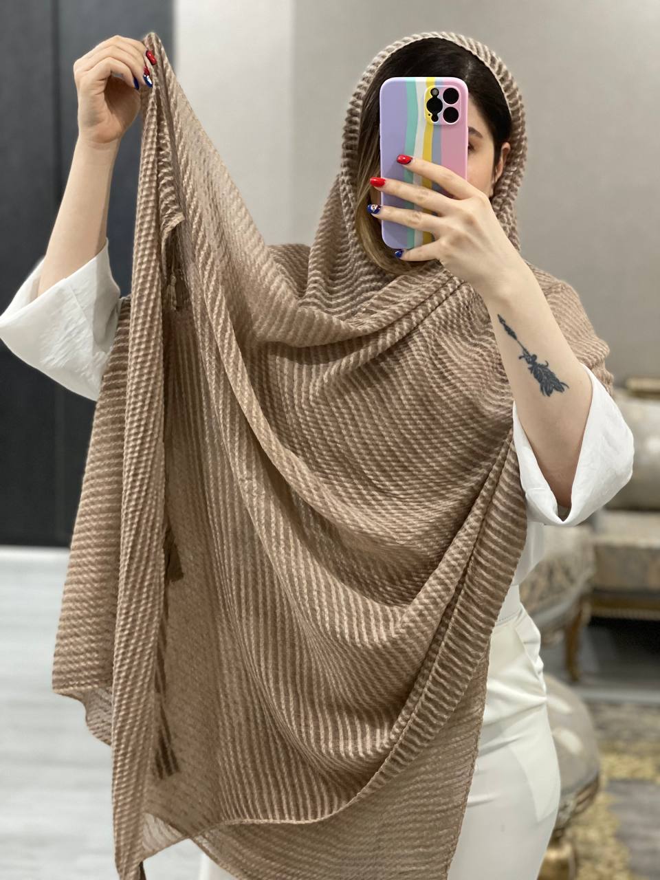 شال مزونی تمام نخ پلیسه کد0564