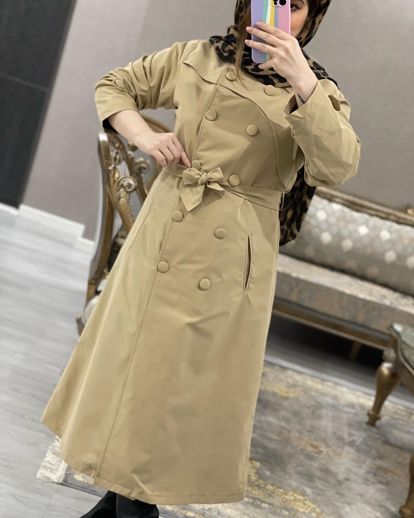 مانتو بارونی مزونی بلند ماهان کد0753