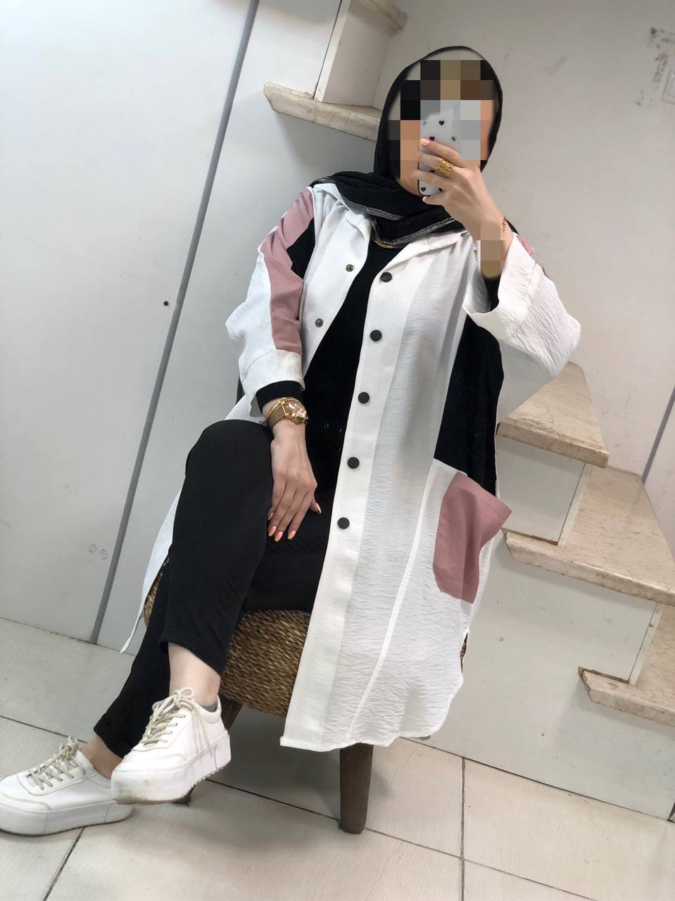 مانتو مزونی دگمه دار سارینا کد0136